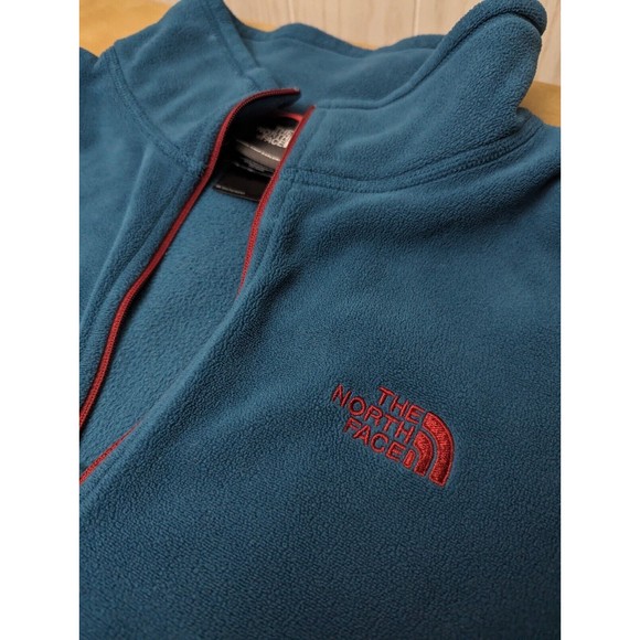 The North Face Mens XL Sweater Jacket in Teal Navy 1/4 Zip Fleece Pullover - Picture 3 of 8